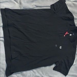 A black stretchy polo